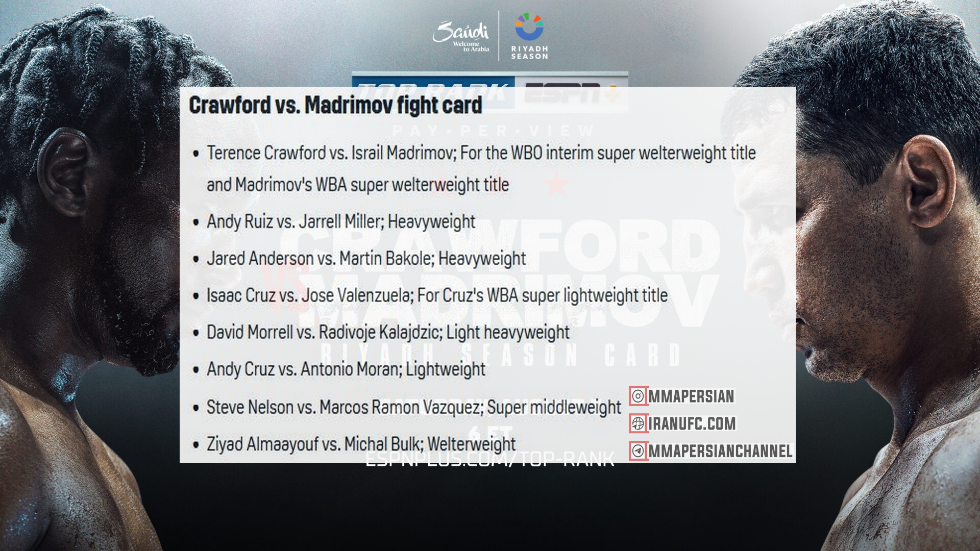 دانلود مبارزه بوکس قهرمانی : Terence Crawford vs. Israil Madrimov