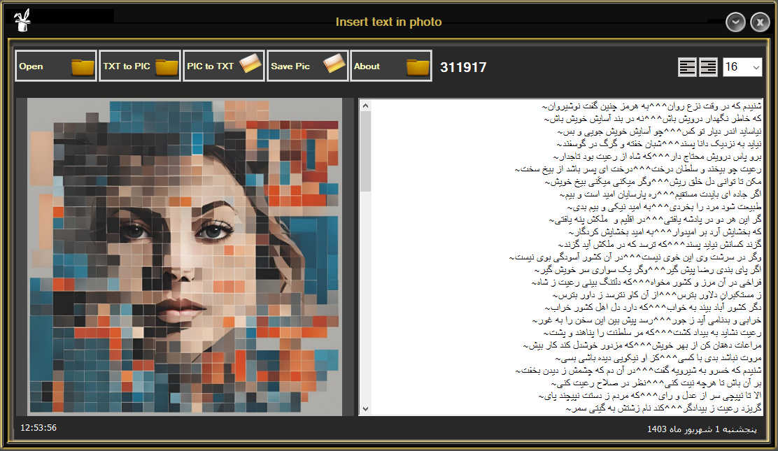پنهان کردن متن در تصویر