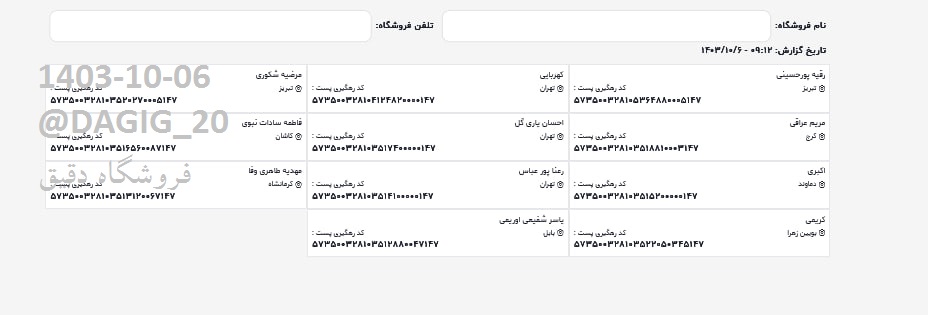 اطلاعات ارسالهای دی  1403